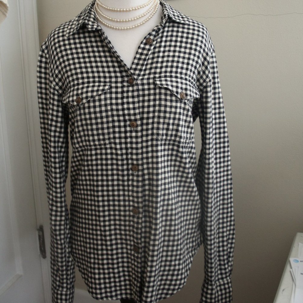 Filson Black White Plaid Cotton Button Pocket Shirt